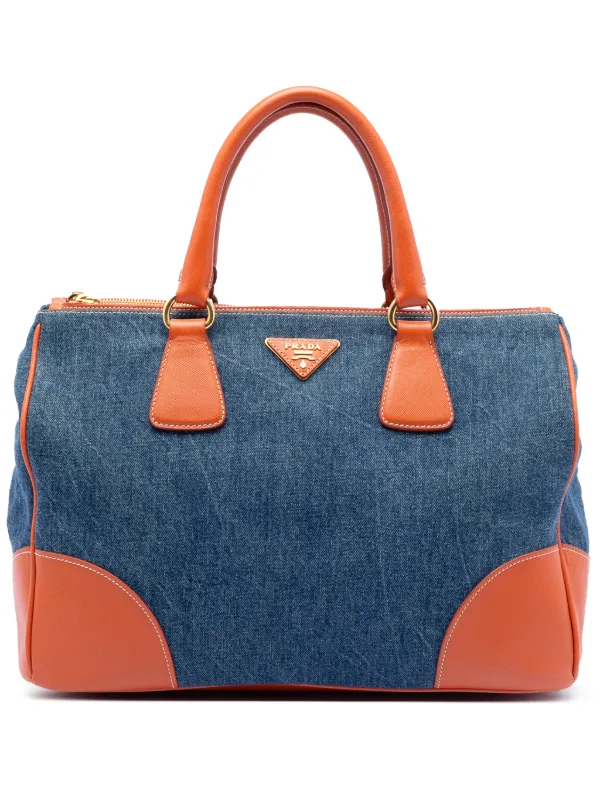 Prada Pre-Owned 2000-2026 Saffiano Trimmed Denim Handbag | Blue