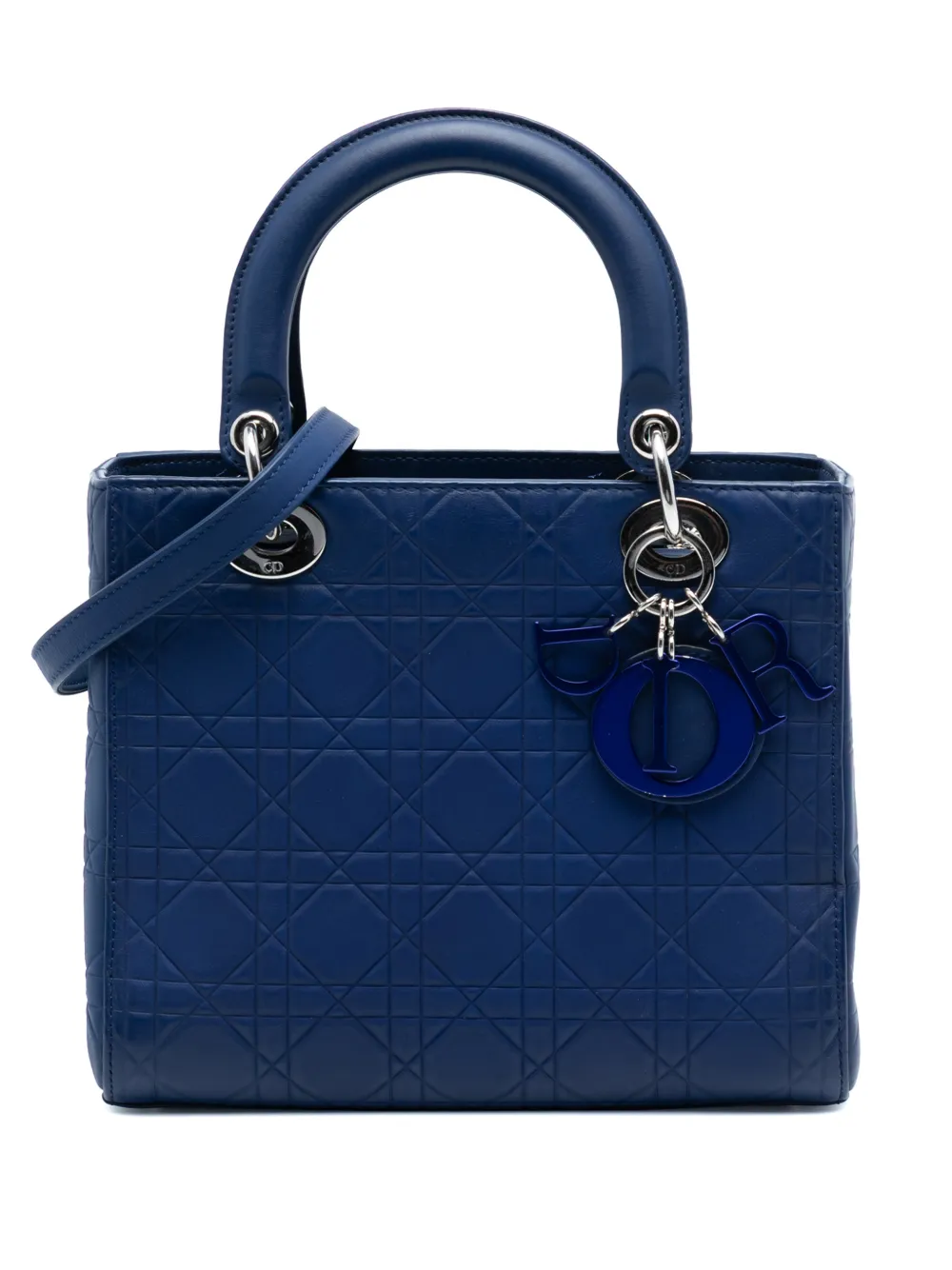 Christian Dior Pre-Owned 2013 Medium Ultra Matte Calfskin Cannage Embossed Lady Dior satchel - Blau