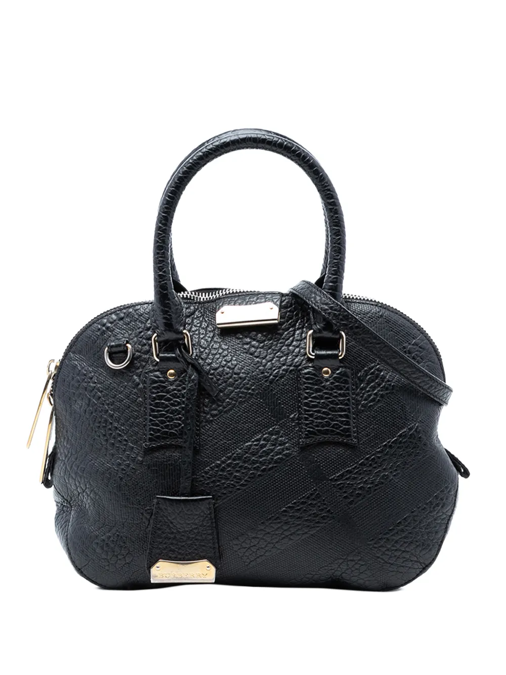 Burberry Pre-Owned 2015-2025 Small Heritage Grain Check Embossed Leather Orchard Bowling Bag satchel - Schwarz