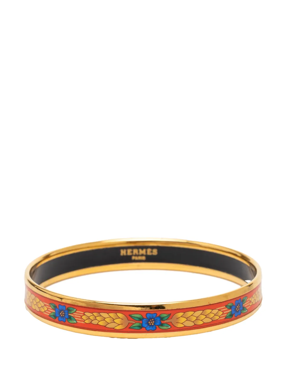 Hermès Pre-Owned 1990-2000 Narrow Floral and Wheat Enamel Bangle 62 costume bracelet - Rot