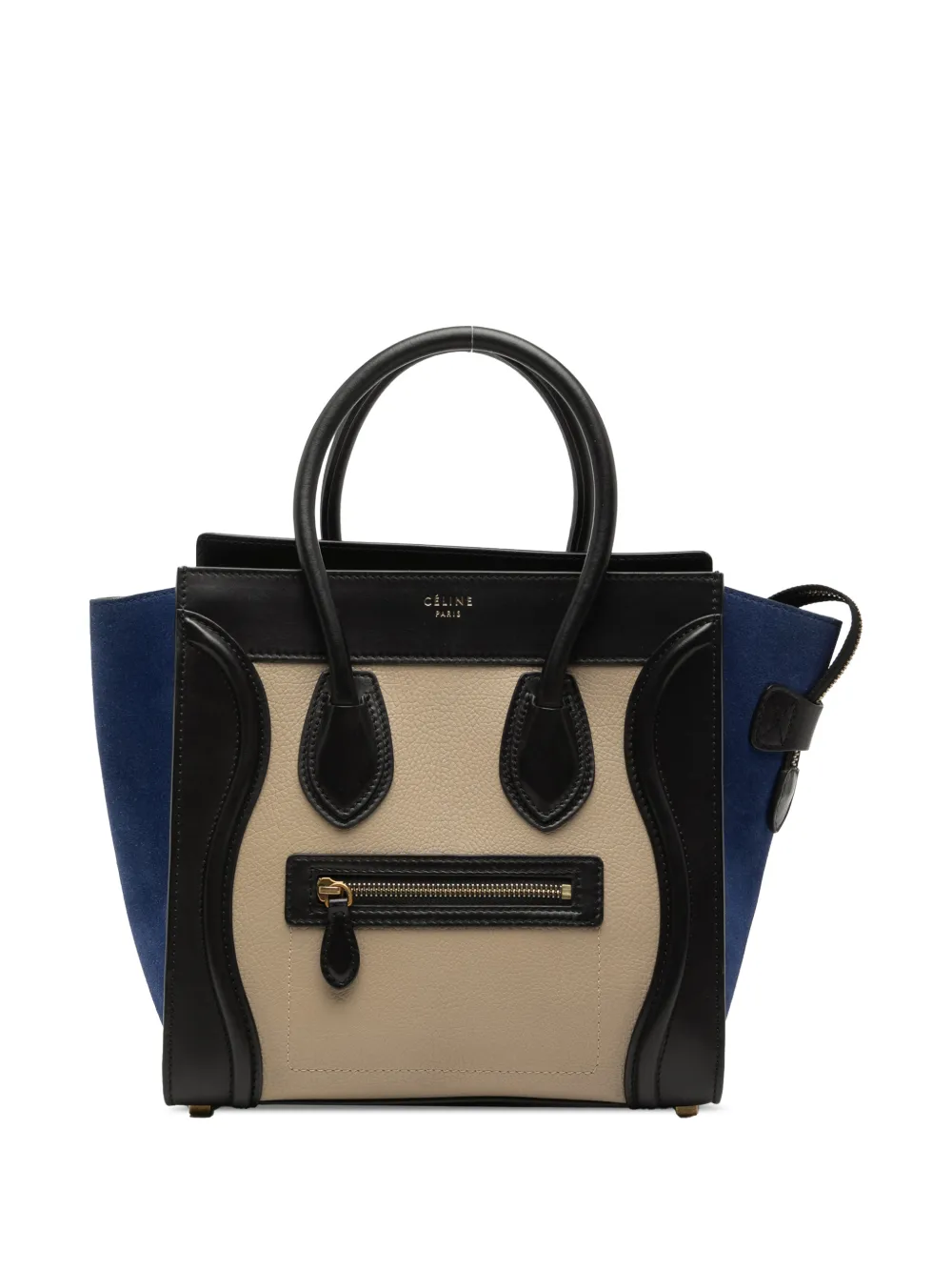 Celine Pre-Owned 2013 Micro Tricolor Calfskin and Suede Luggage tote bag - Blu