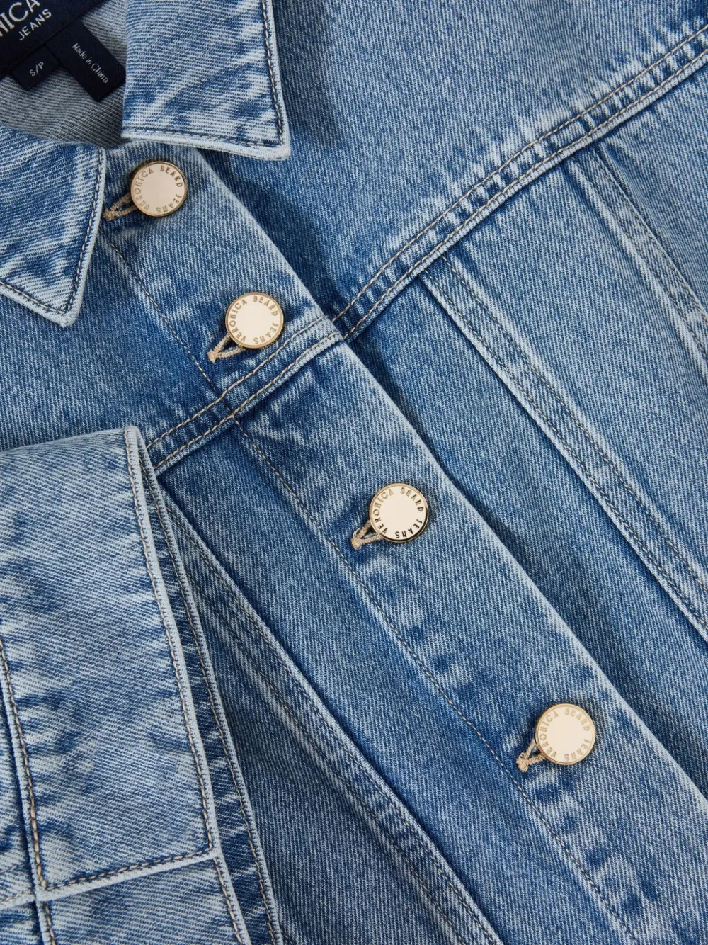 Veronica Beard Malcom denim jack met korte mouwen Blauw