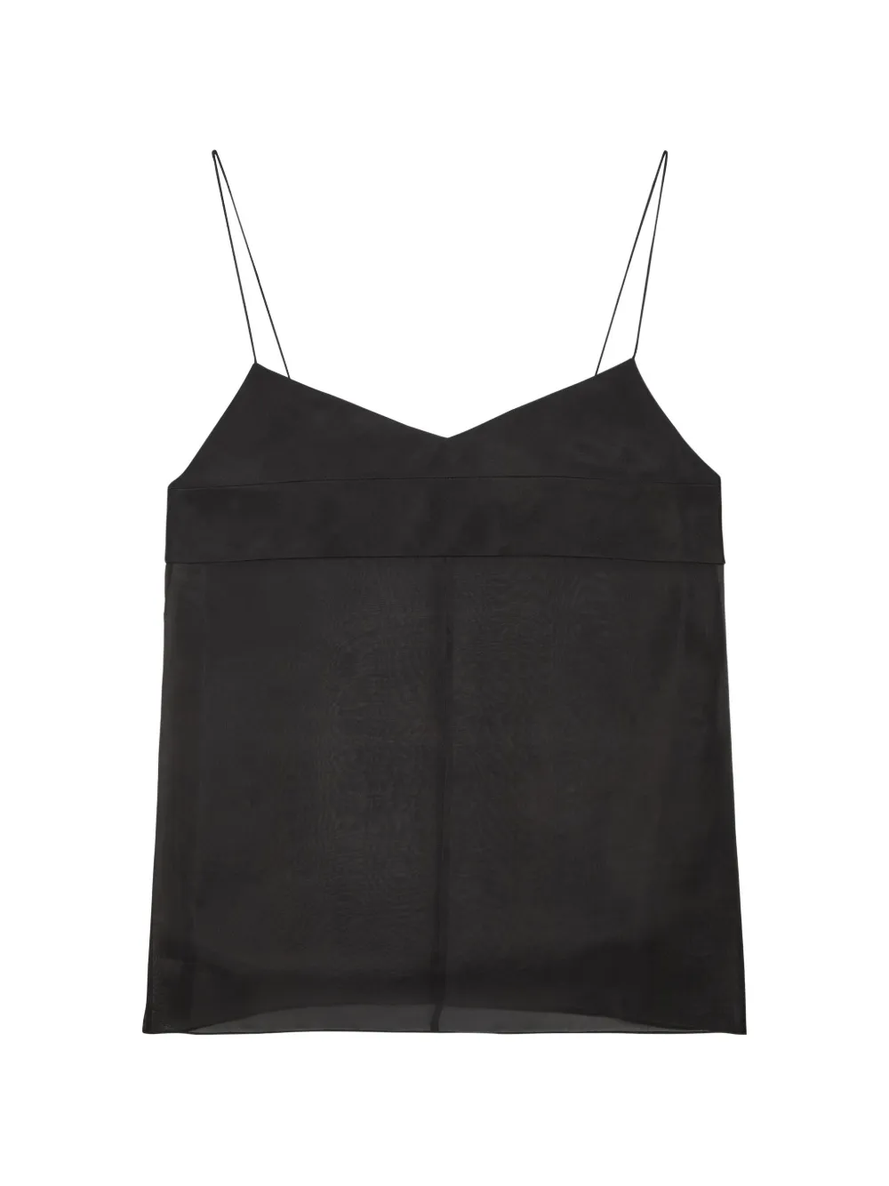 VORANIDA semi-sheer V-neck top - Nero