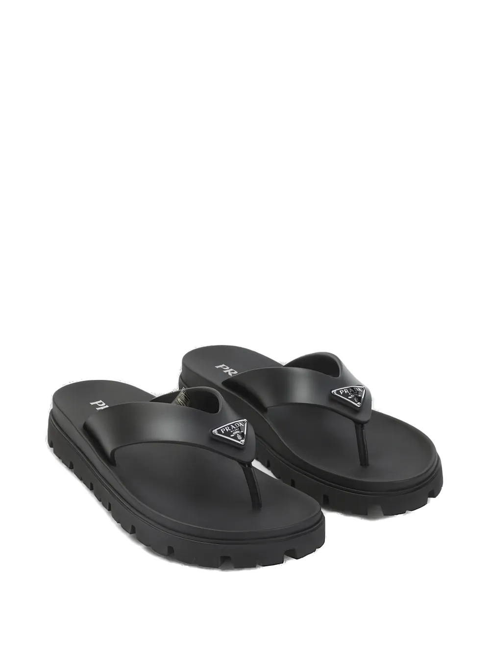 Prada Teenslippers met logo Zwart