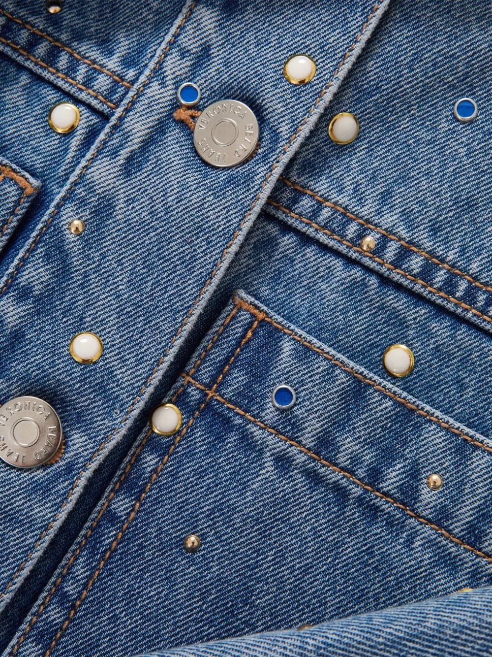 Veronica Beard Lowry denim jack met bezel studs Blauw