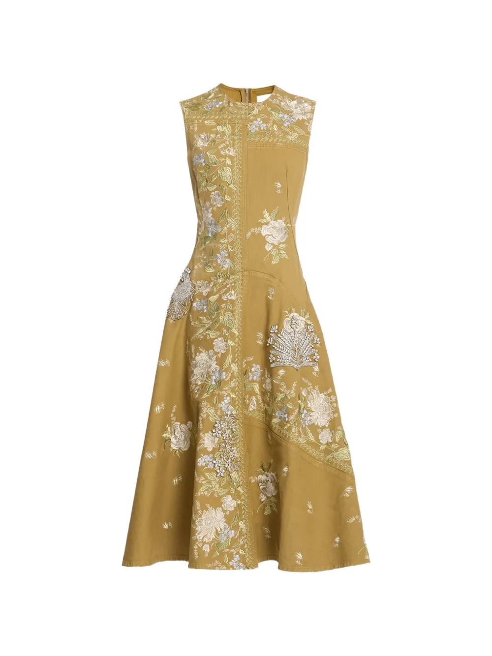 ERDEM floral-embroidered maxi dress - Marrone
