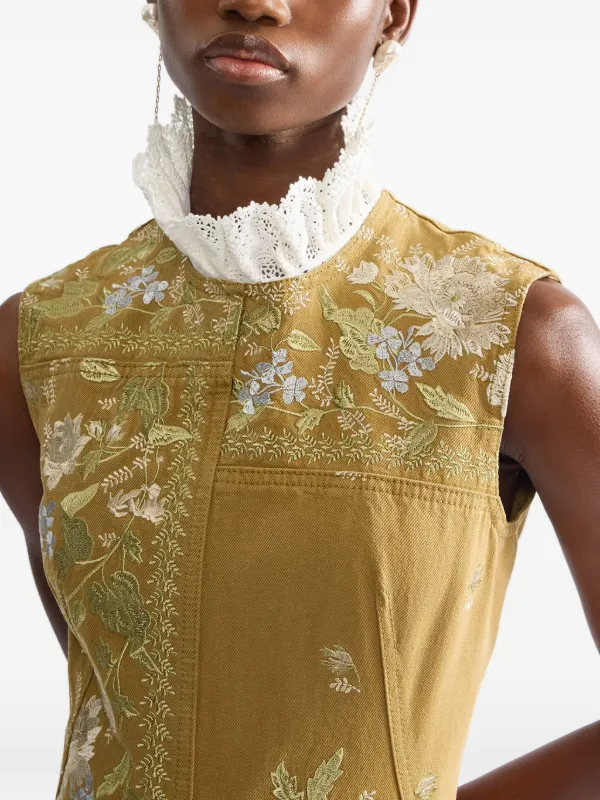 ERDEM floral-embroidered Midi Dress | Yellow | FARFETCH IE