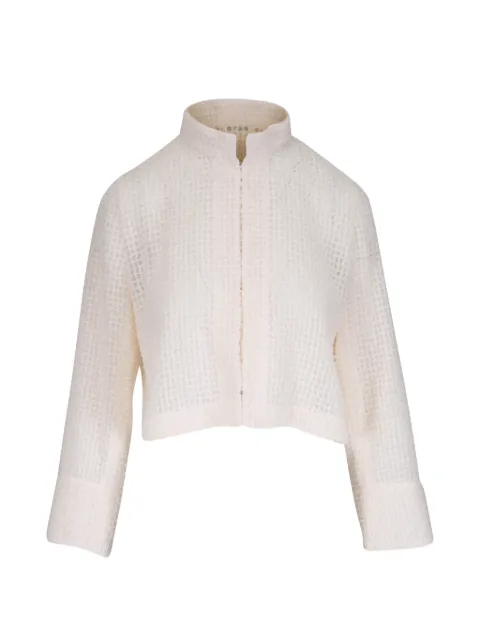 Akris collarless textured jacket
