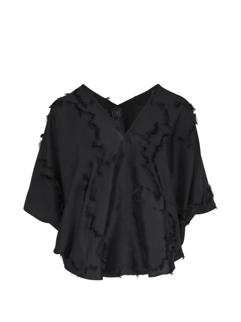 Zero + Maria Cornejo frayed v-neck blouse - Nero