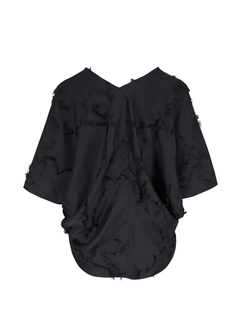 Zero + Maria Cornejo Blouse met V-hals en franje Zwart