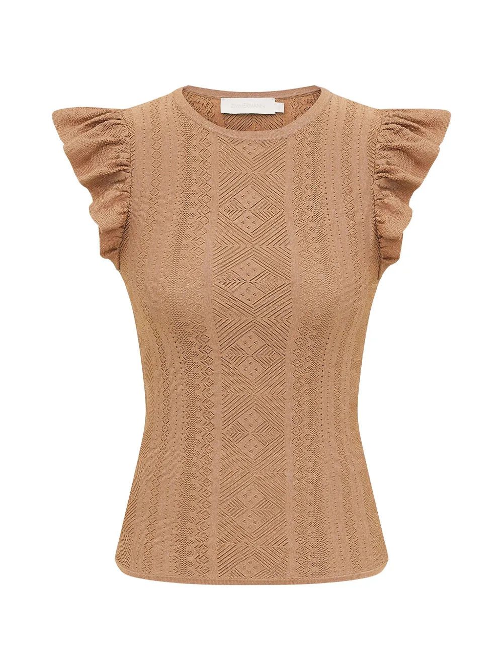 Zimmermann Aster Ruffled Top In Brown
