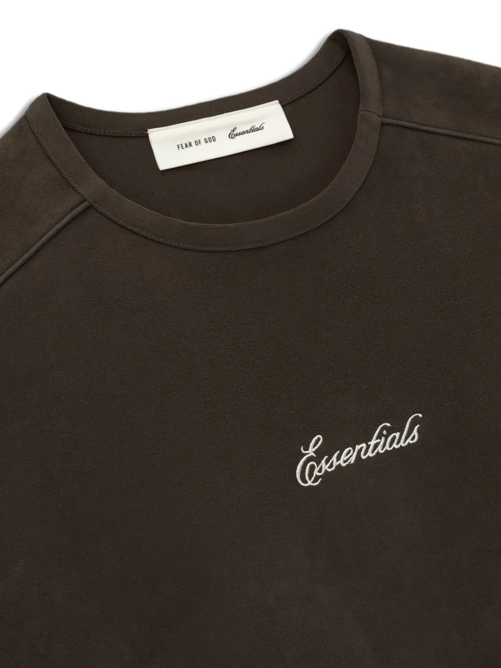 FEAR OF GOD ESSENTIALS Fleece en suède trui met geborduurd logo Bruin