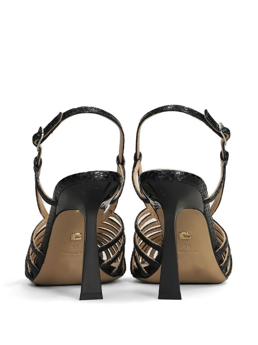 Lola Cruz snakeskin-effect cage sandals Zwart