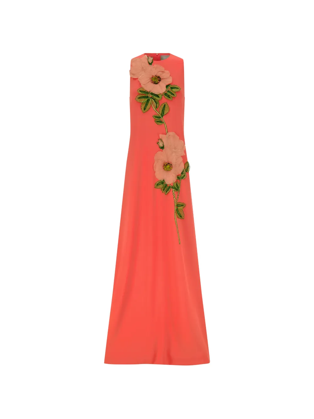 Lela Rose Francie peony-embroidered gown dress - Arancione