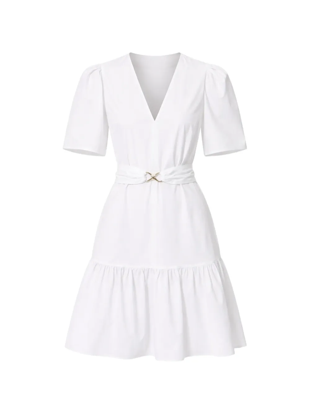TWINSET belted tiered mini dress - Bianco