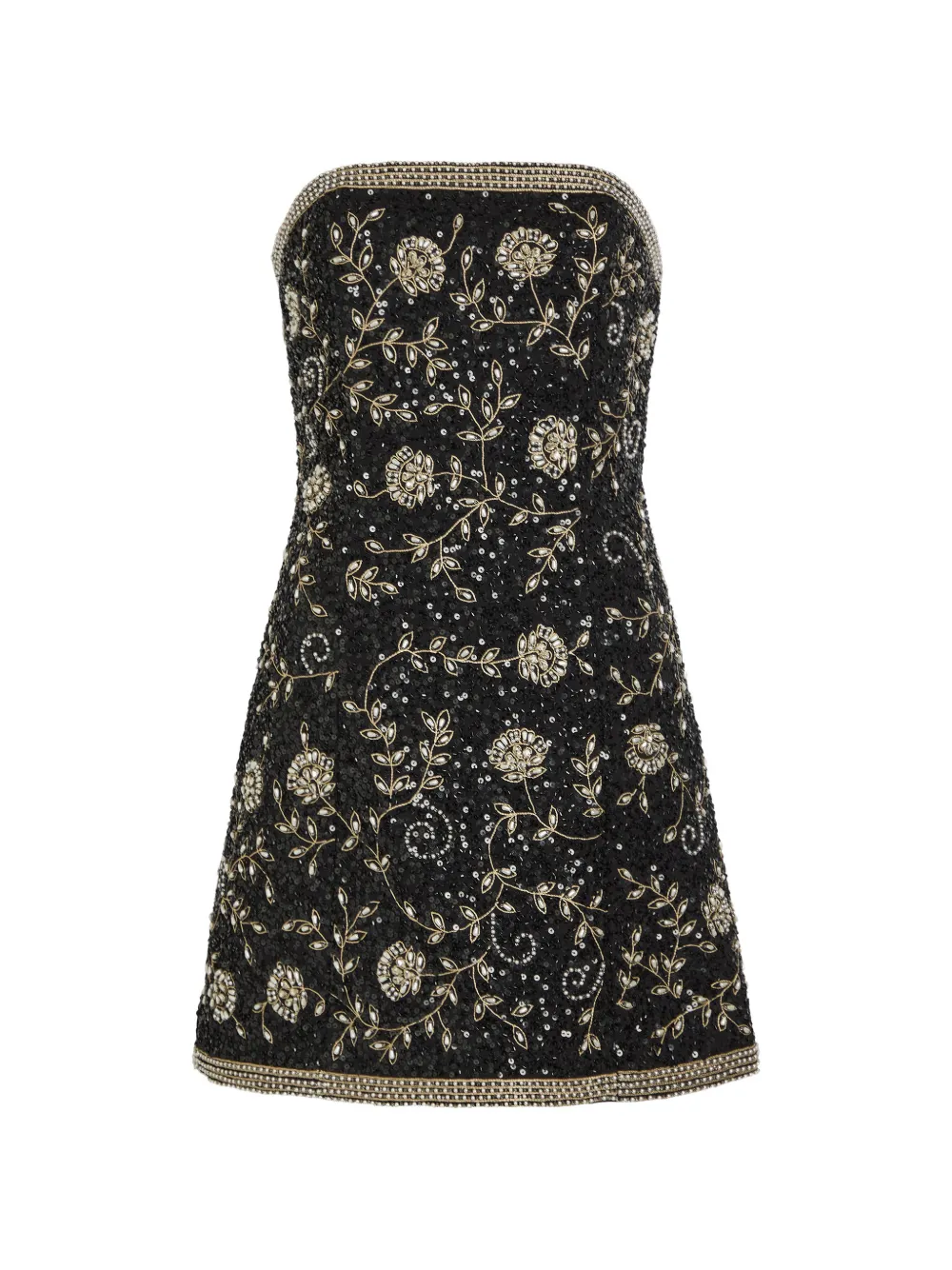 alice + olivia sequin-embellished floral-embroidered dress - Nero
