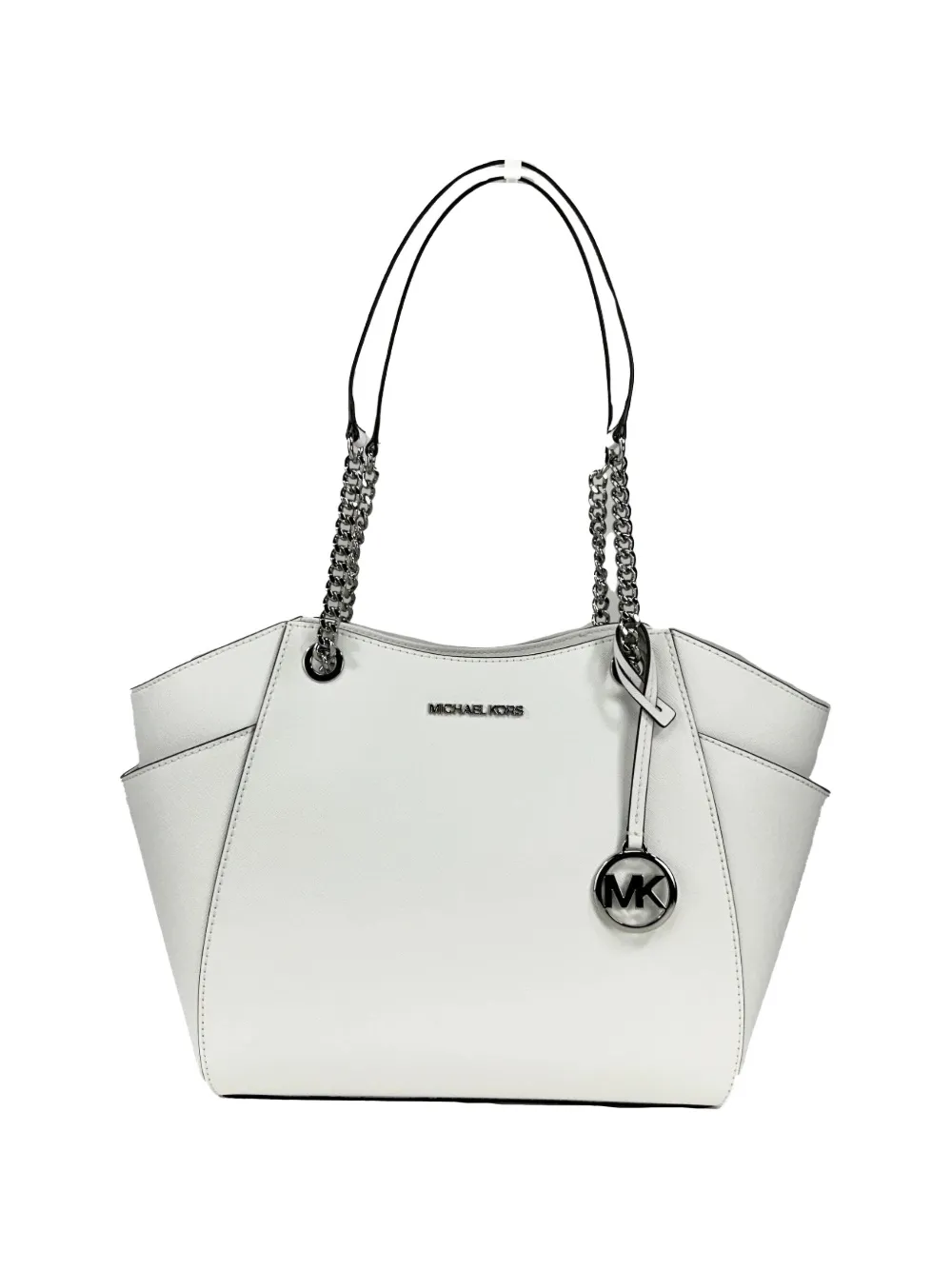 Michael Kors chain-link leather-trim tote bag - Bianco