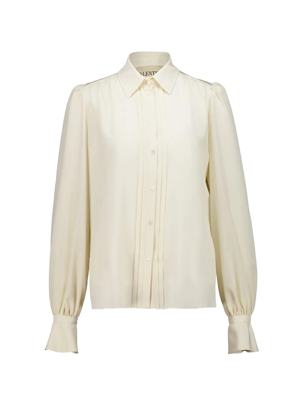 Valentino Garavani pintuck-detail puff-sleeve blouse - Toni neutri