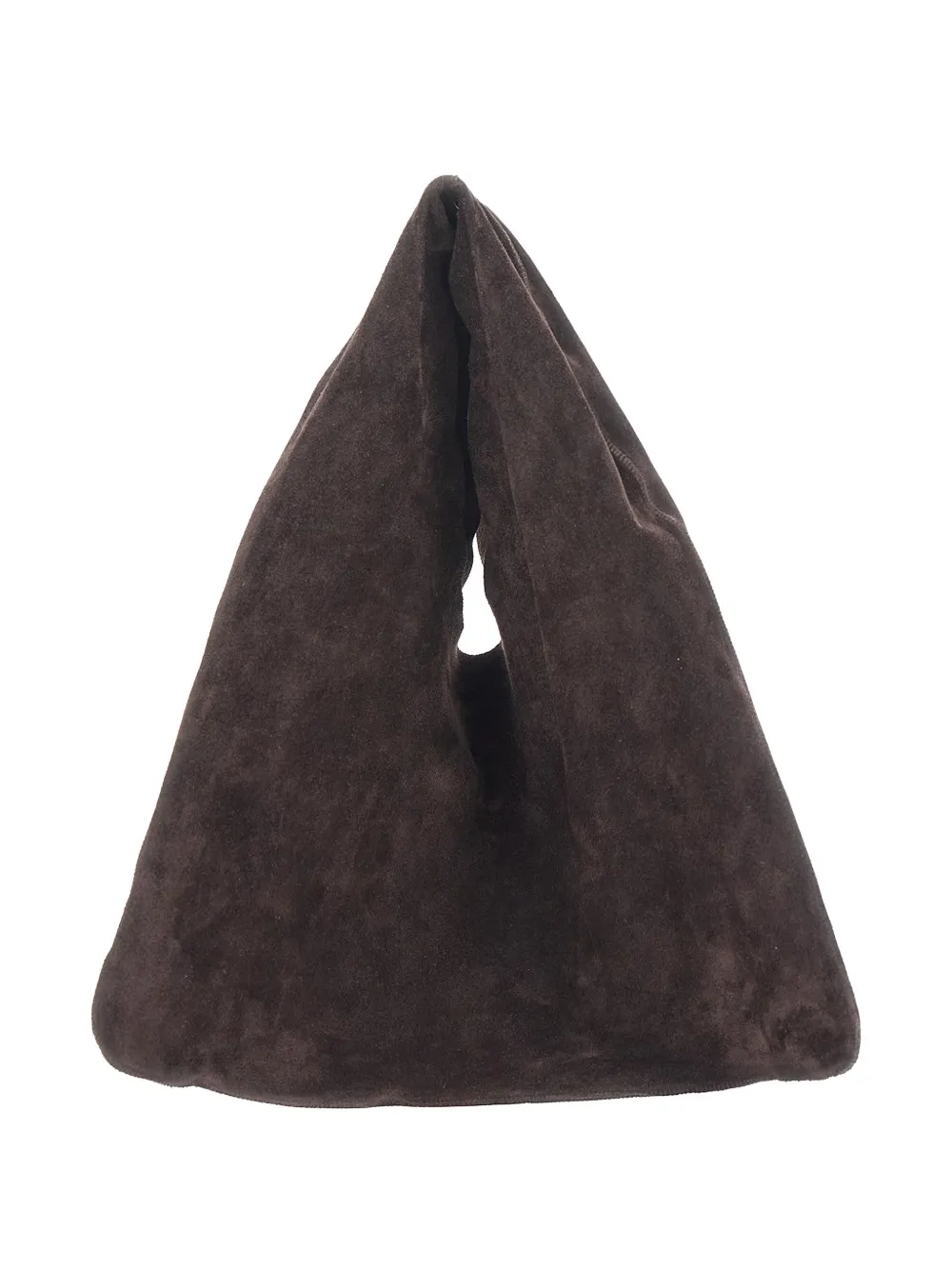 The Row Bindle Small suede shoulder bag - Marrone