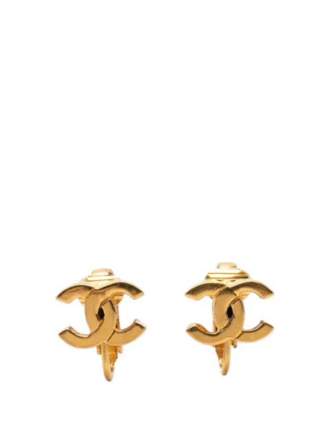 CHANEL Pre-Owned 20th Century Gold Plated CC Turn Lock Clip On Earrings costume earrings
