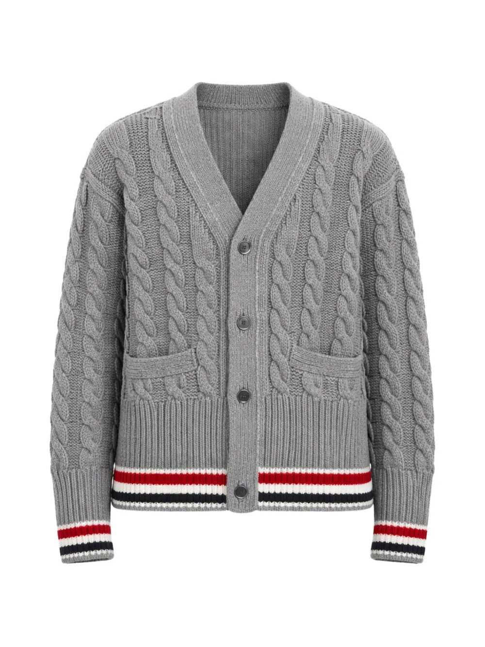 Thom Browne cable-knit stripe cardigan - Grey