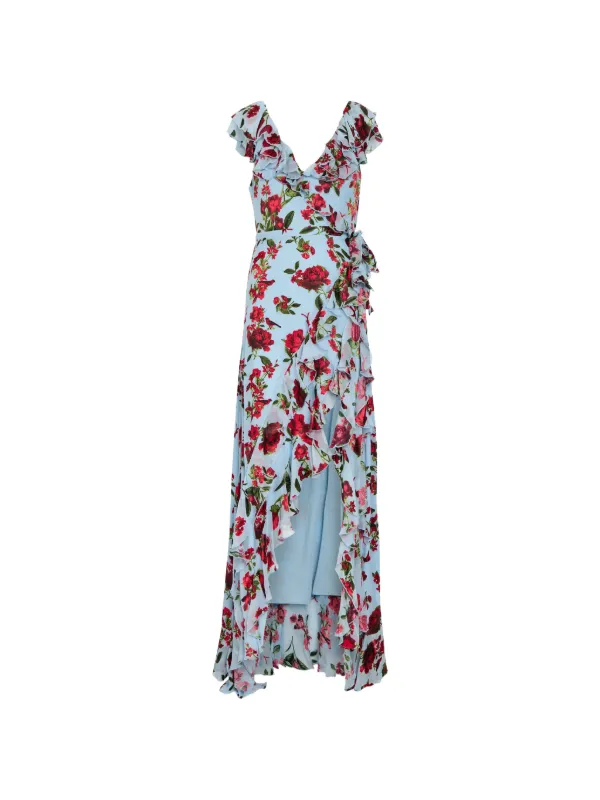 alice olivia long dress KAROLINA HALTER MAXI DRESS in FLORAL FEST