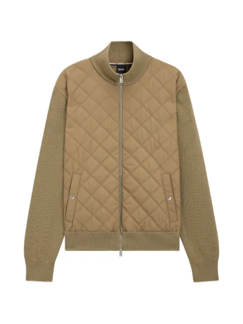 BOSS quilted zip-up jacket