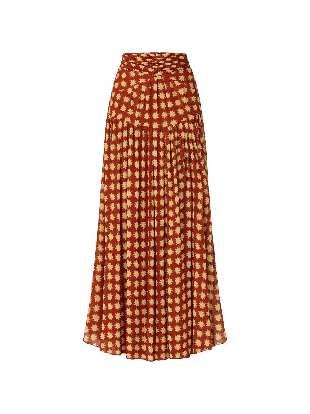 Dvf Vintage Amira sun-print ruched skirt - Rot
