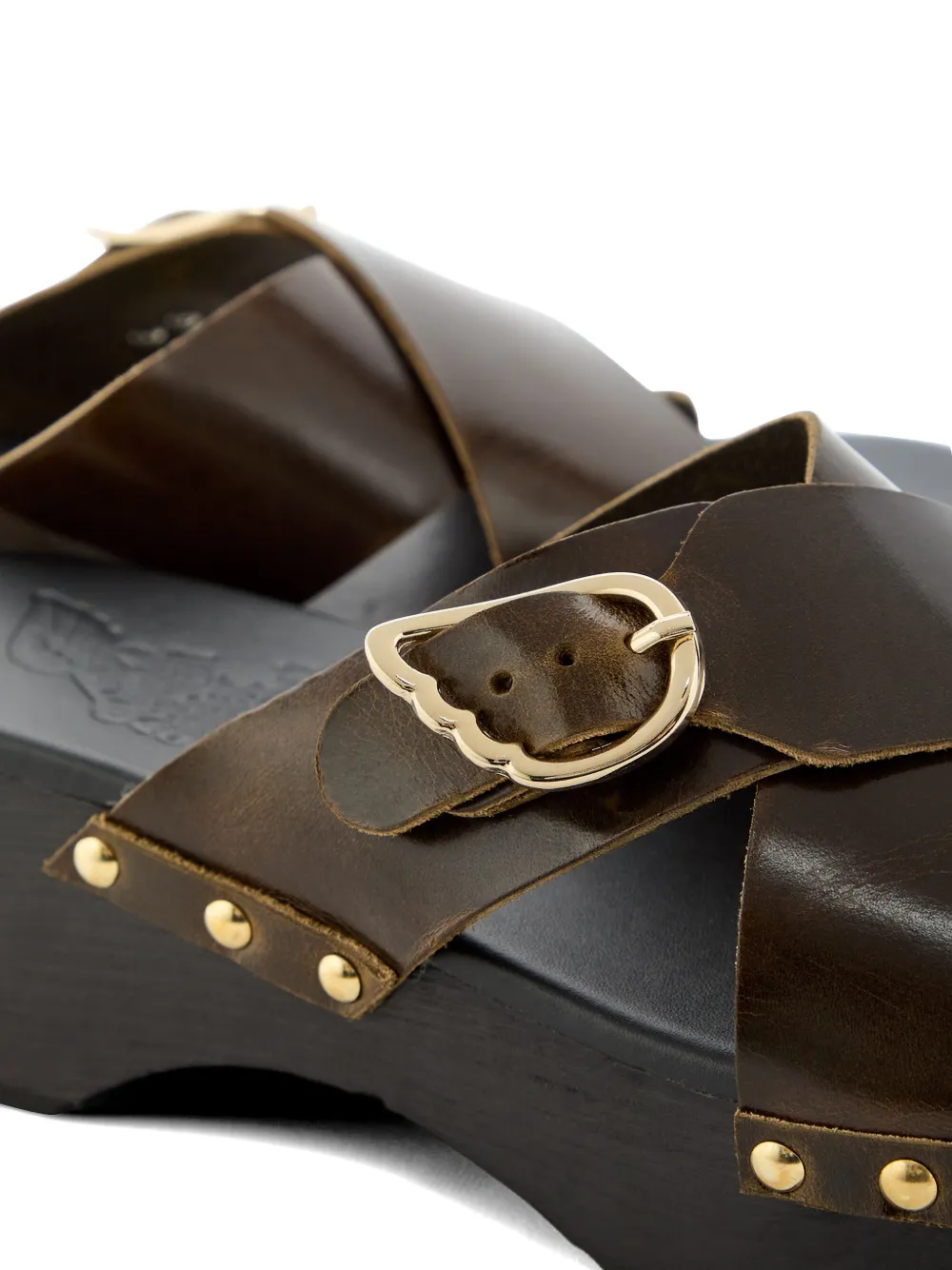Ancient Greek Sandals Sandalen met gekruiste bandjes en studs Bruin