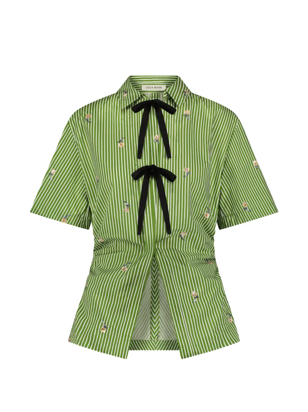 Lela Rose embroidered bow-front top - Verde