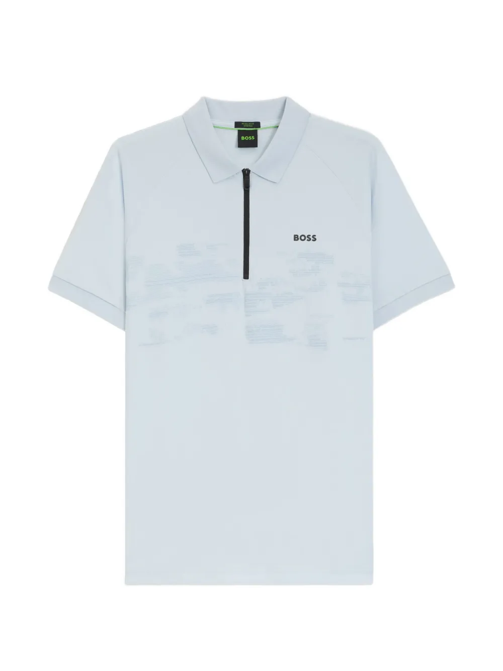 BOSS pattern zip-up polo shirt - Blu