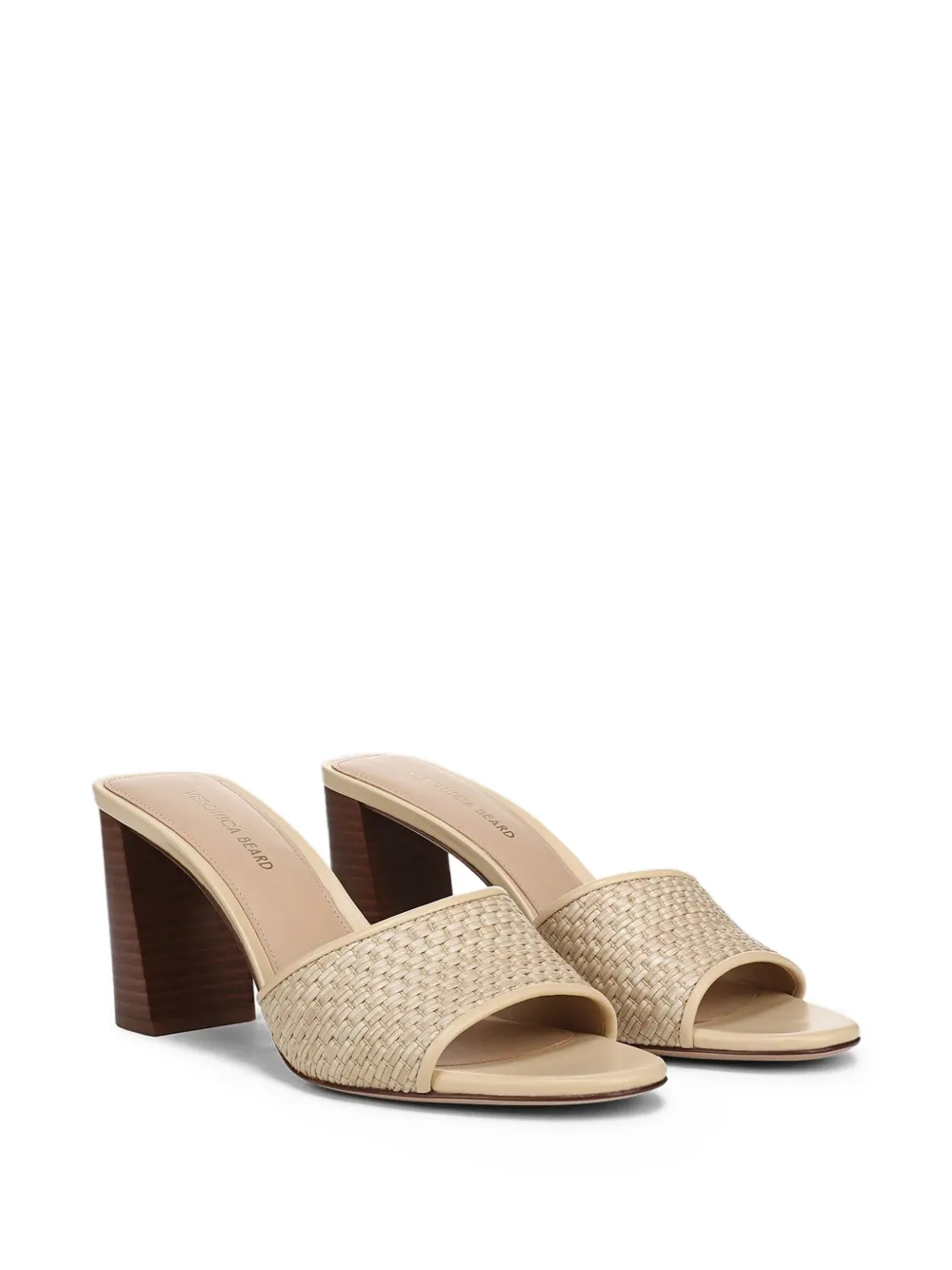 Veronica Beard Galessa geweven sandalen met blokhak Beige
