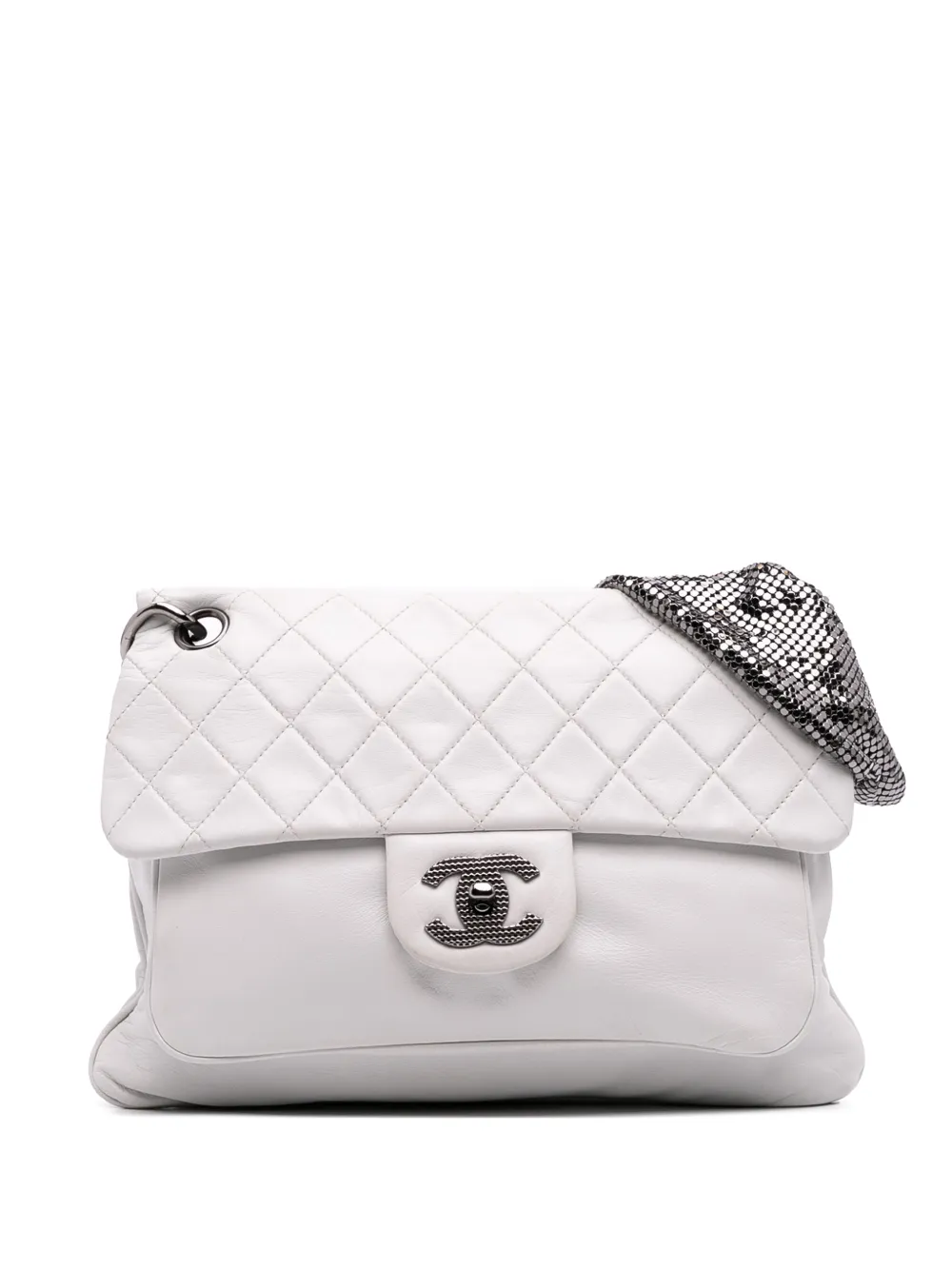 CHANEL Pre-Owned 2008-2009 CC Quilted Soft Lambskin Chain Mail shoulder bag - Argento