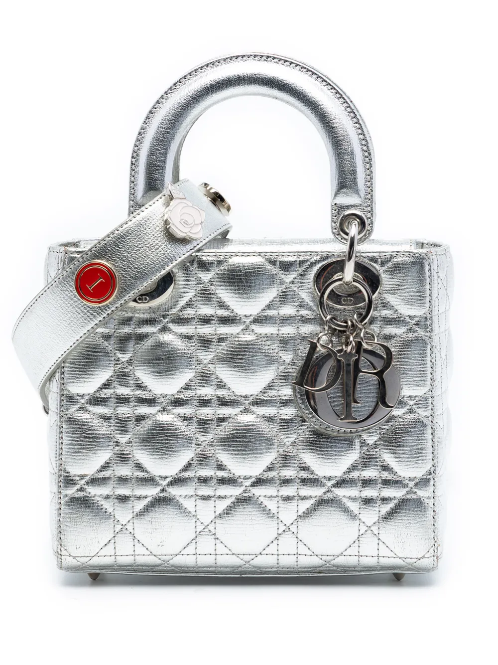 Christian Dior Pre-Owned 2017 Small Metallic Lambskin Cannage My ABCDior Lady Dior satchel - Argento