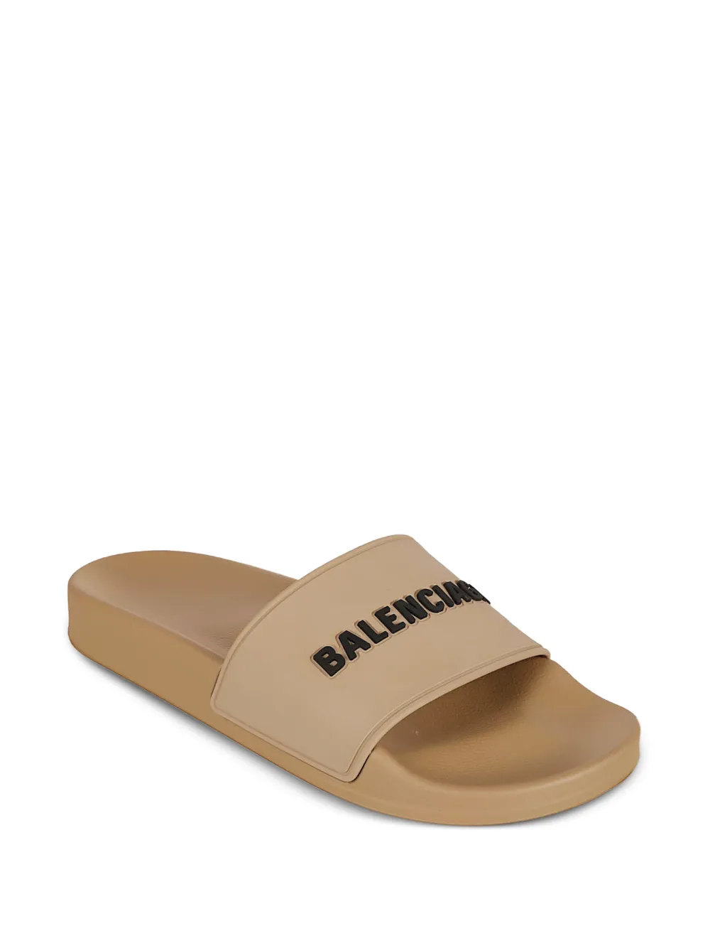 Balenciaga logo-print slide sandals Beige