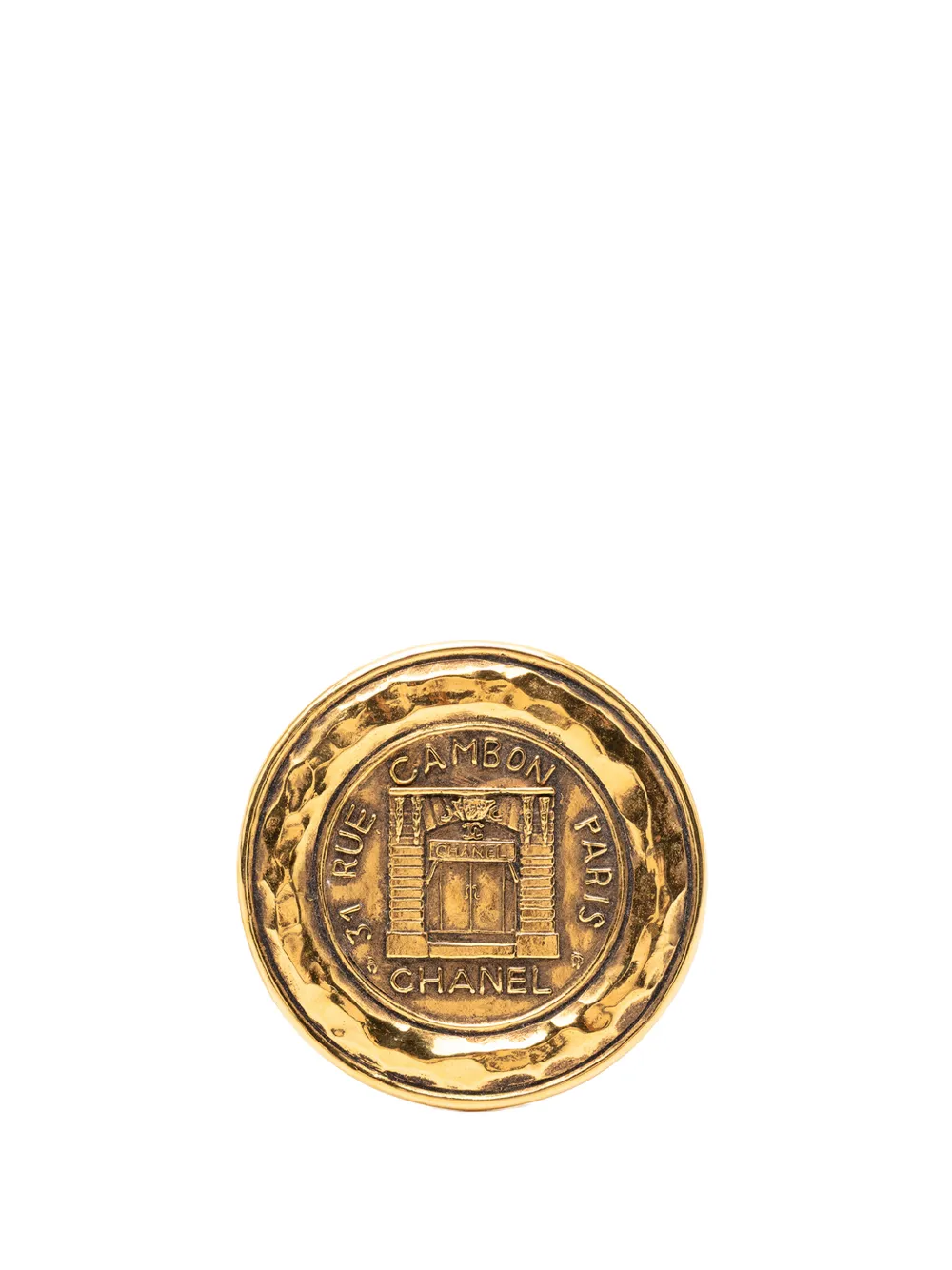 CHANEL Pre-Owned 1970-1980 Gold Plated 31 Rue Cambon Medallion Brooch costume brooch - Oro