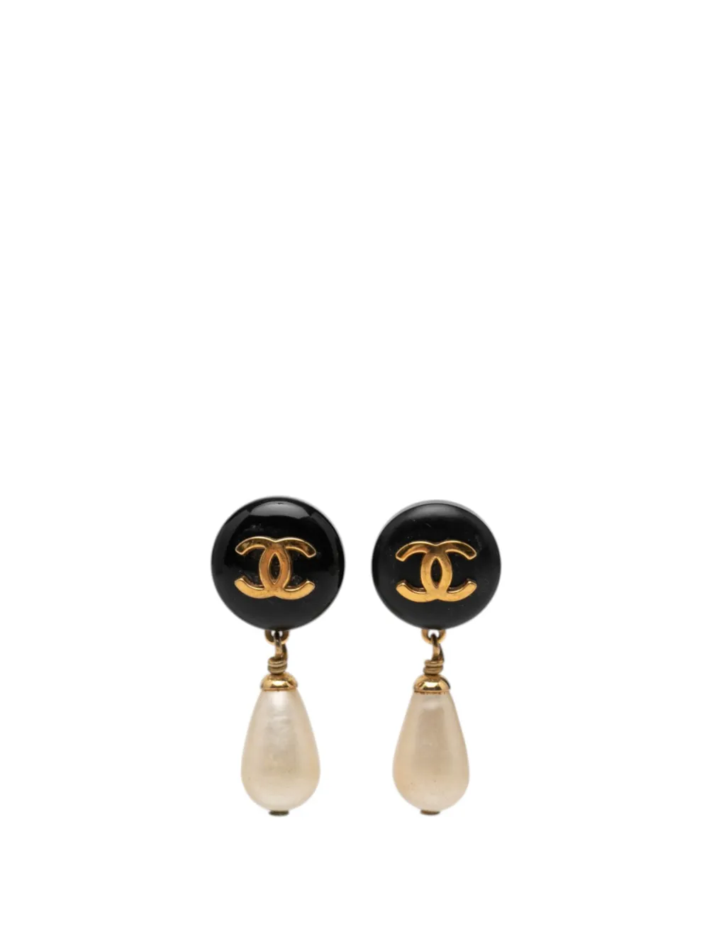 CHANEL Pre-Owned 1995 CC Gold Plated Faux Pearl and Resin Drop Earrings costume earrings - Oro