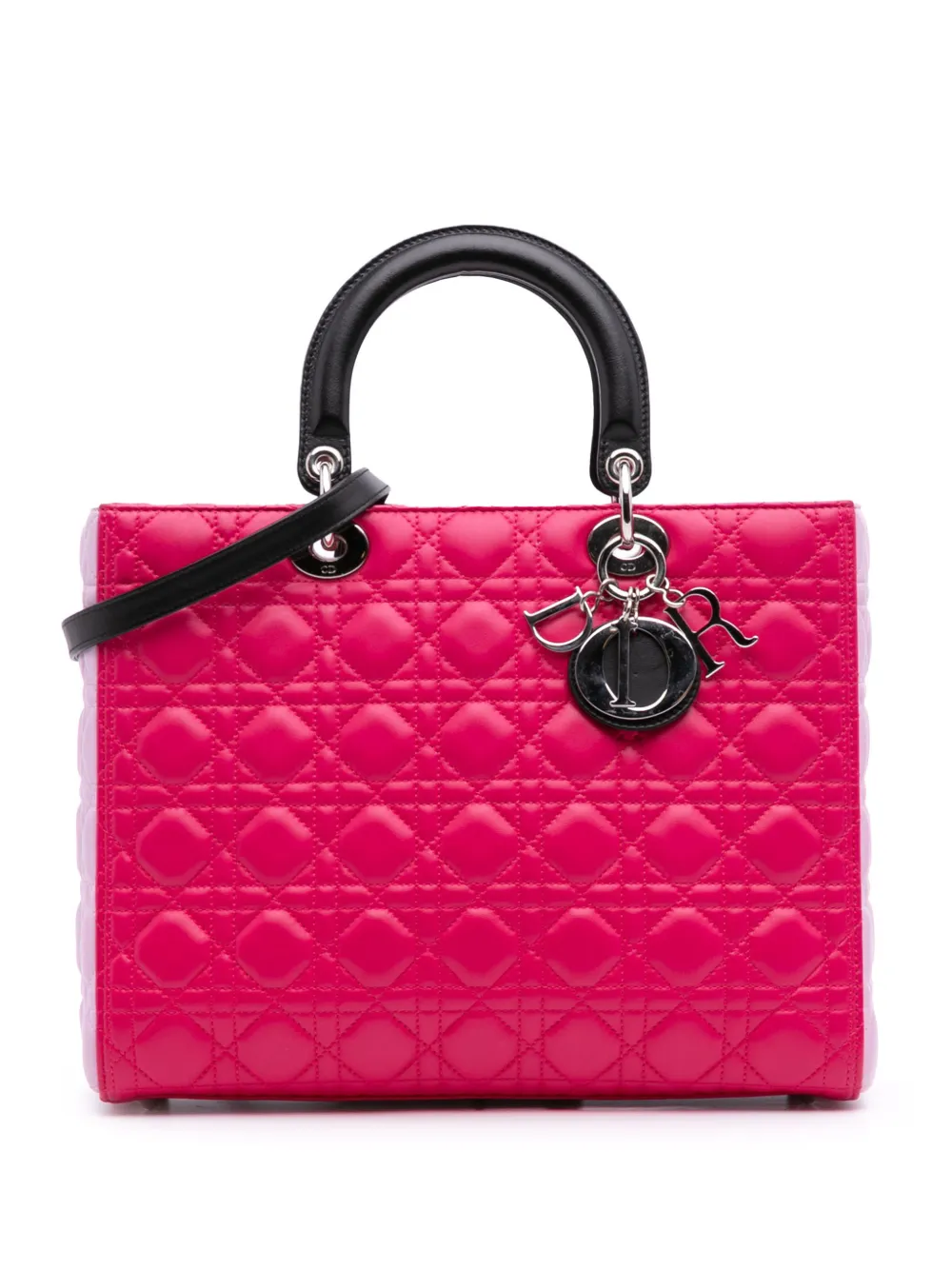 Christian Dior Pre-Owned 2014 Large Tricolor Lambskin Cannage Lady Dior satchel - Rosa