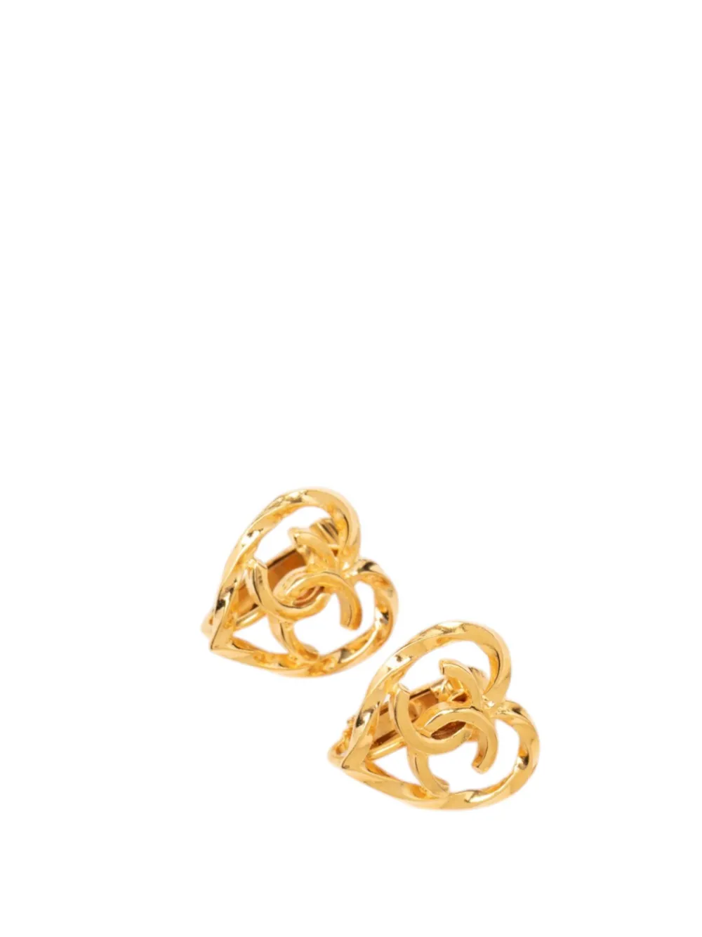 CHANEL Pre-Owned 1990-2020 Gold Plated CC Heart Clip On Earrings costume earrings - Oro