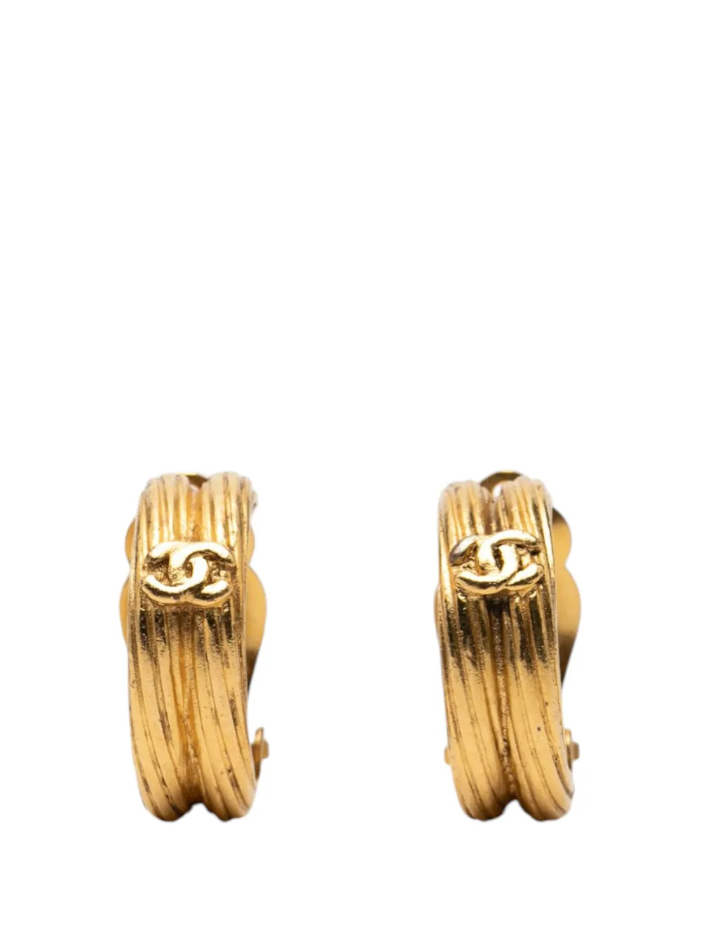 CHANEL Pre-Owned 1993 CC Gold Plated Clip On Earrings costume earrings
