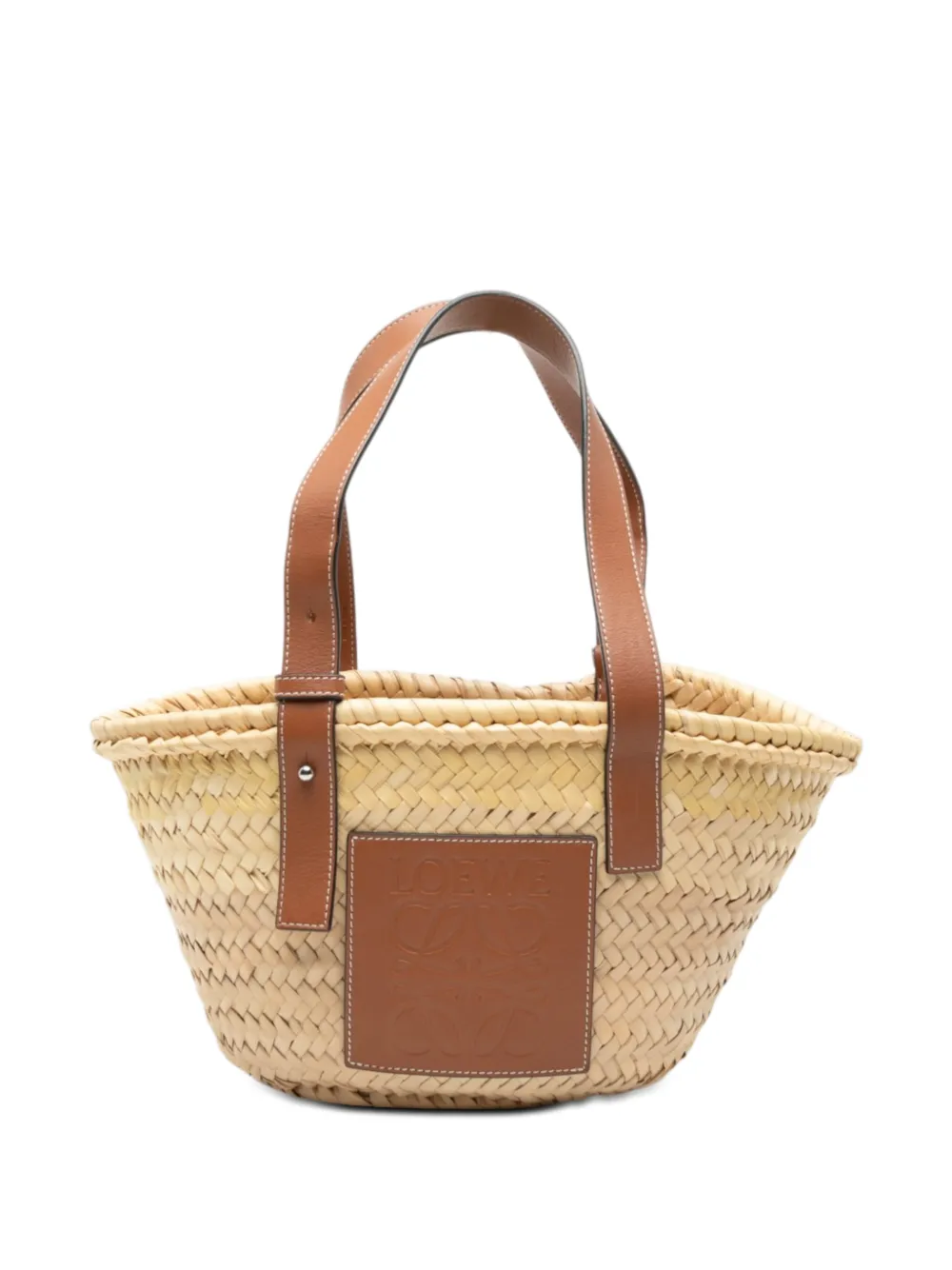 Loewe Pre-Owned 2021 Small Raffia Anagram Basket tote bag - Toni neutri