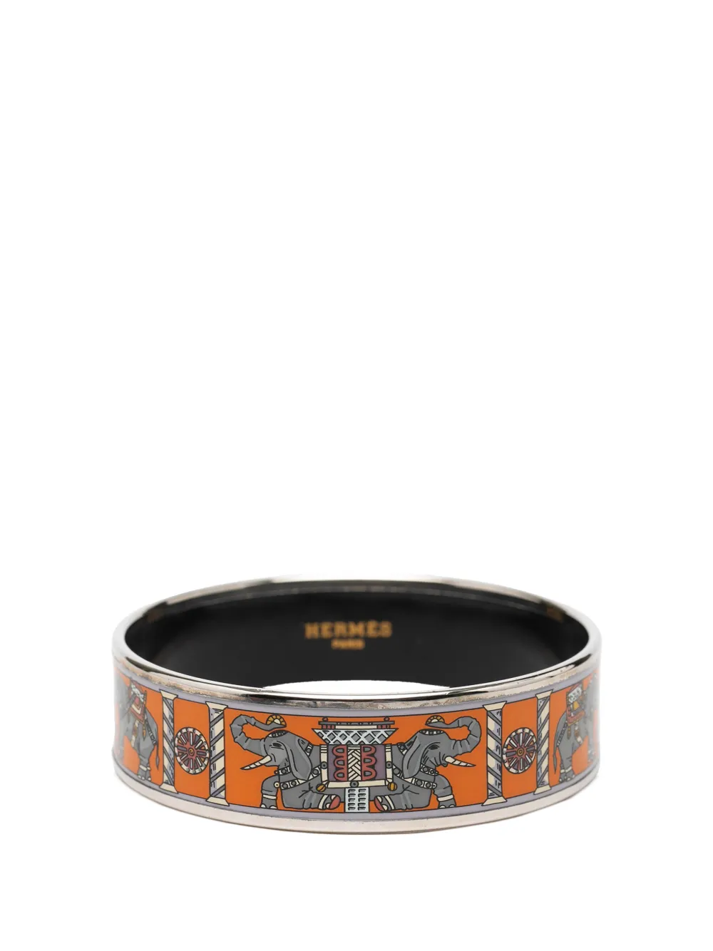 Hermès Pre-Owned 20th Century Wide Torana Elephants Enamel Bangle 65 costume bracelet - Arancione