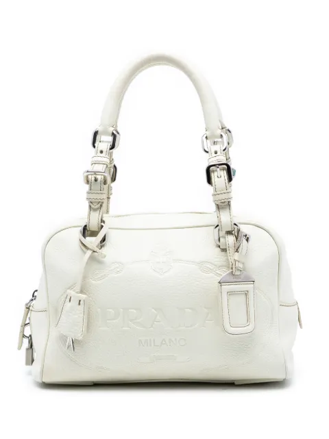 Prada Pre-Owned 2013-2025 비텔로 다이노 엠보스드 로고 바울레토 백 핸드백