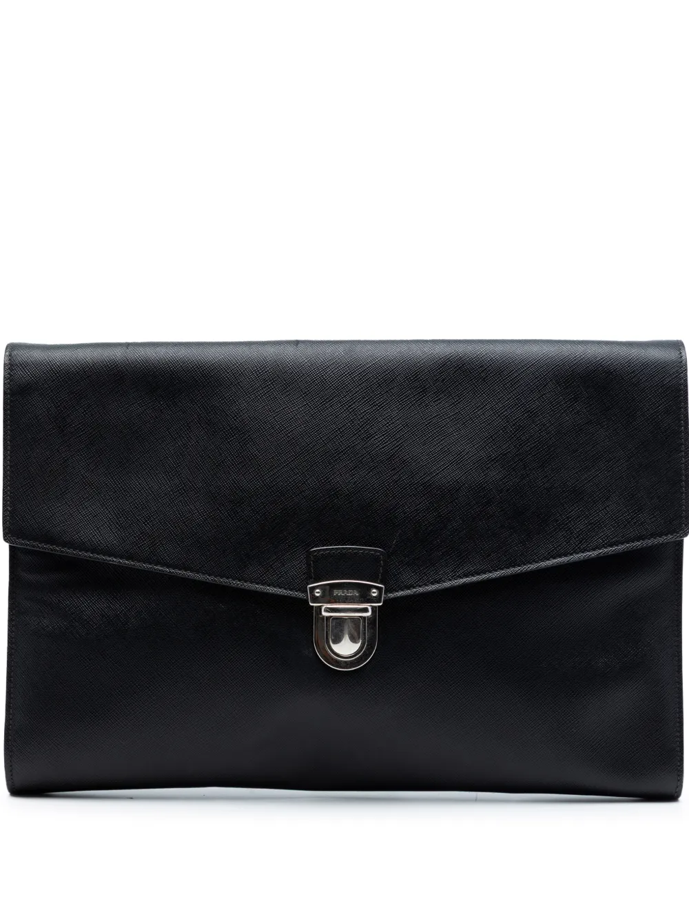 Prada Pre-Owned 2013-2026 Large Saffiano Envelope Pushlock clutch bag - Nero
