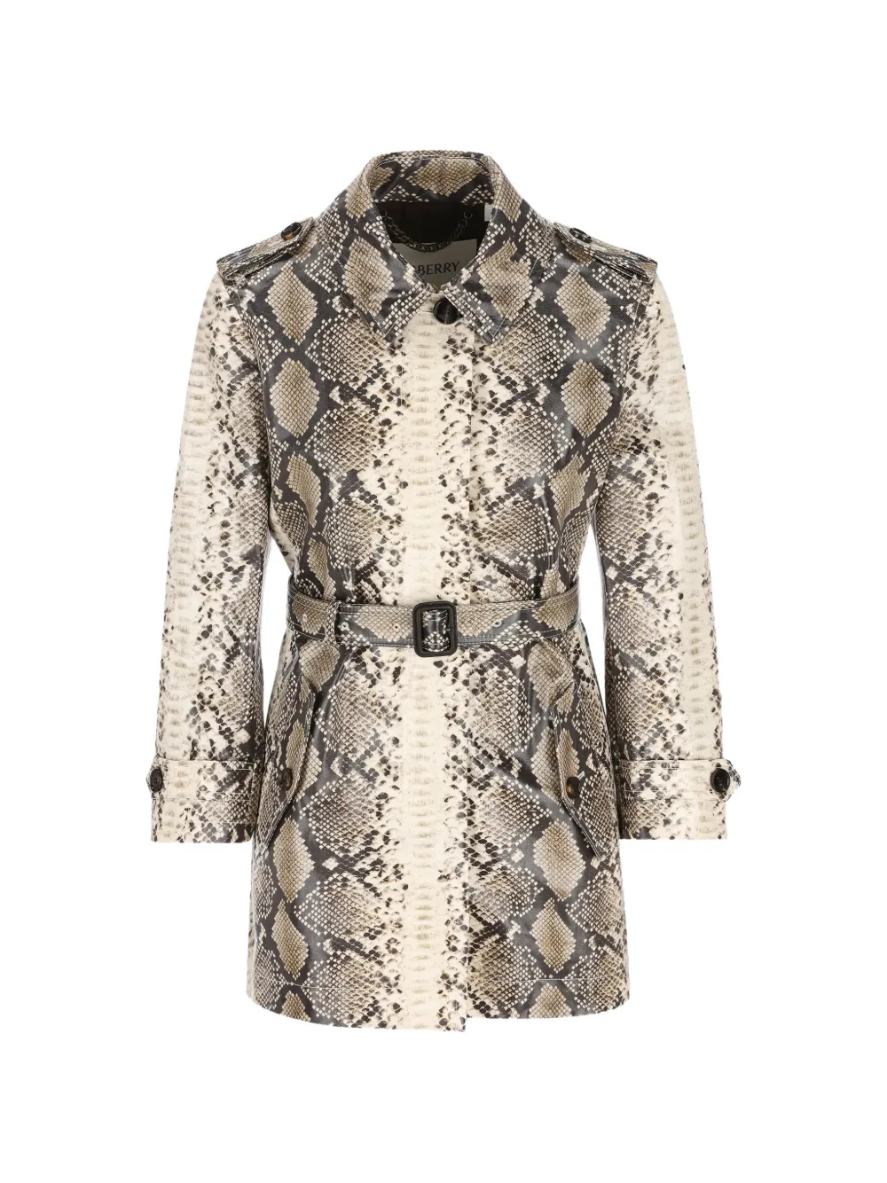 Burberry snakeskin-print belted coat - Toni neutri