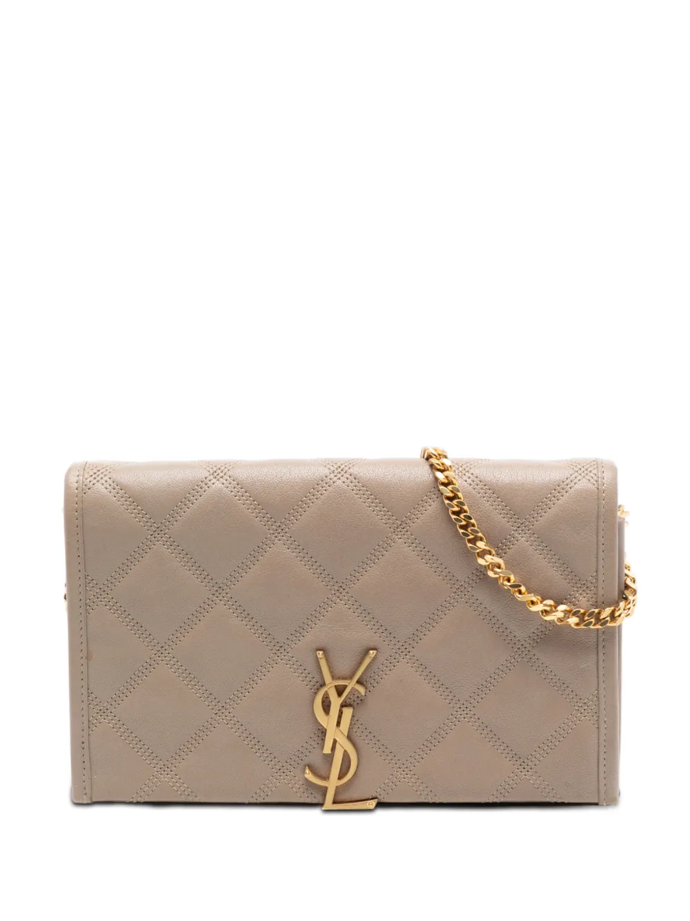 Saint Laurent Pre-Owned 2013-2025 Quilted Diamond Lambskin Becky Wallet on Chain crossbody bag - Braun