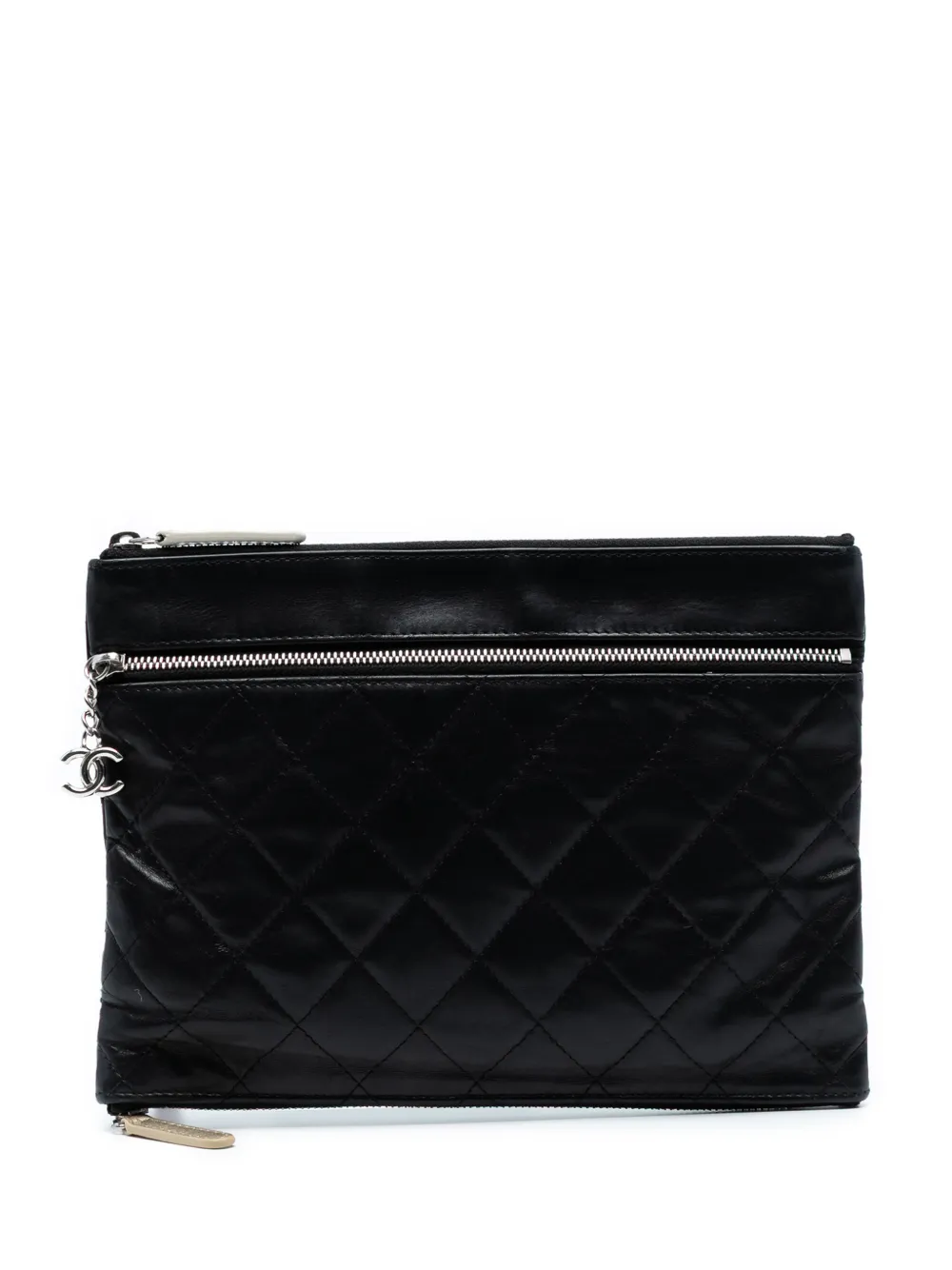CHANEL Pre-Owned 2013-2014 CC Quilted Lambskin Multi Zip clutch bag - Schwarz