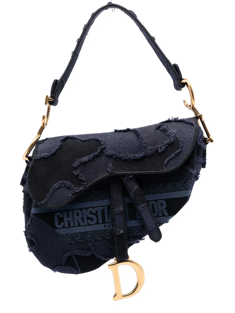 Christian Dior Pre-Owned 2019 Canvas Embroidered Camouflage Saddle Bag shoulder bag - Blau