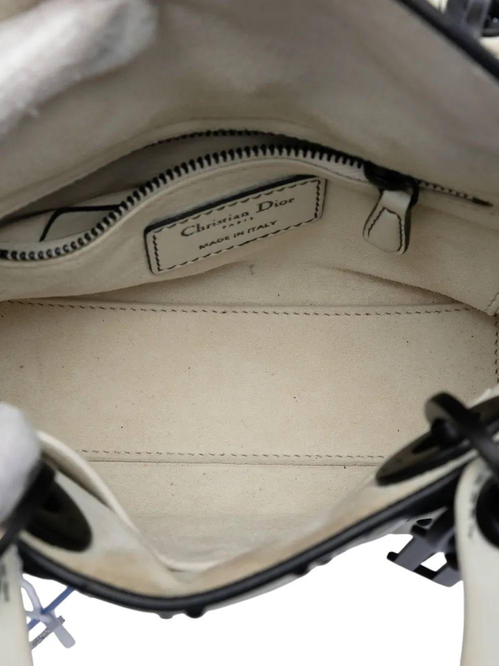 Dior Pre-owned 2018 Mini Ultra Matte Calfskin Cannage Studded Supple Lady Dior Satchel in Black, view 5