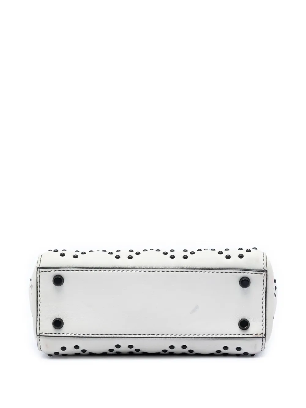 Dior Pre-owned 2018 Mini Ultra Matte Calfskin Cannage Studded Supple Lady Dior Satchel in Black, view 4